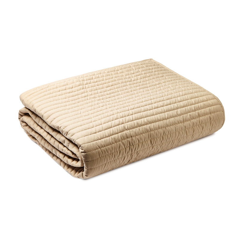 Quilted Lines 220x230cm Bedspread, Light Brown