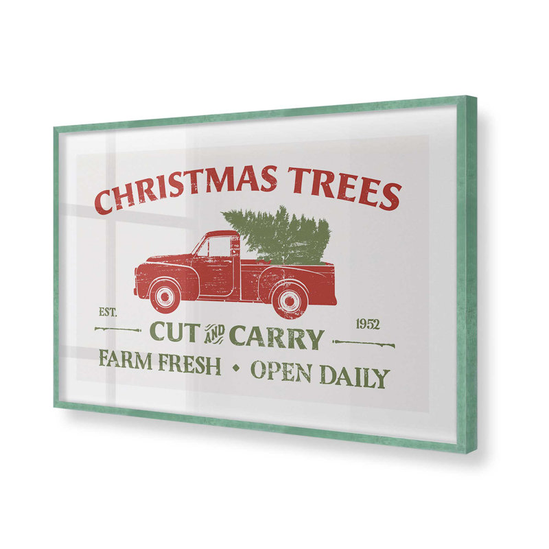 «Farm Fresh Christmas Trees», impression roulée, Cadre simple citronnelle, H 17 po x l 21 po x P 1,25 po