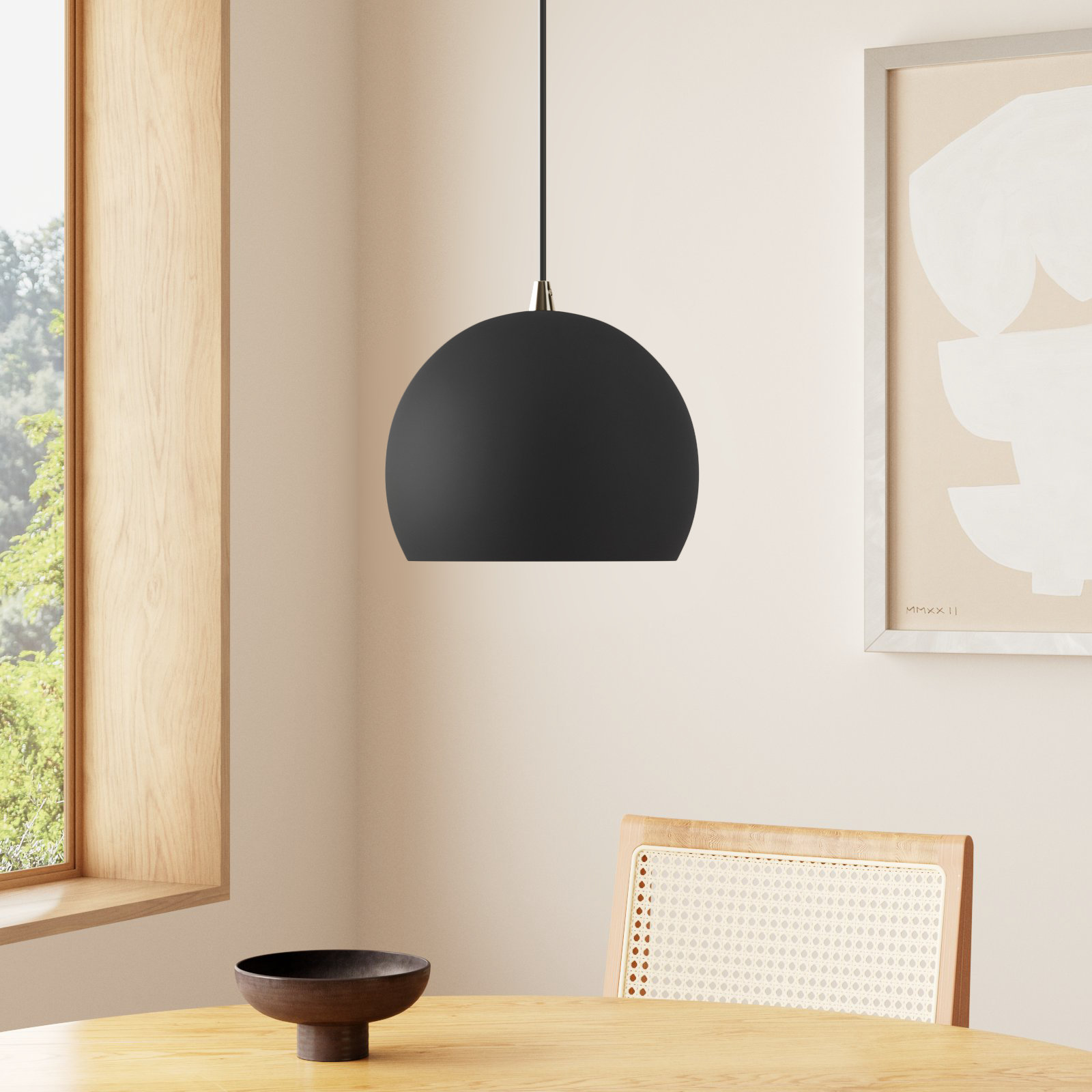 Schultz Dimmable Globe Single Light Pendant, Black