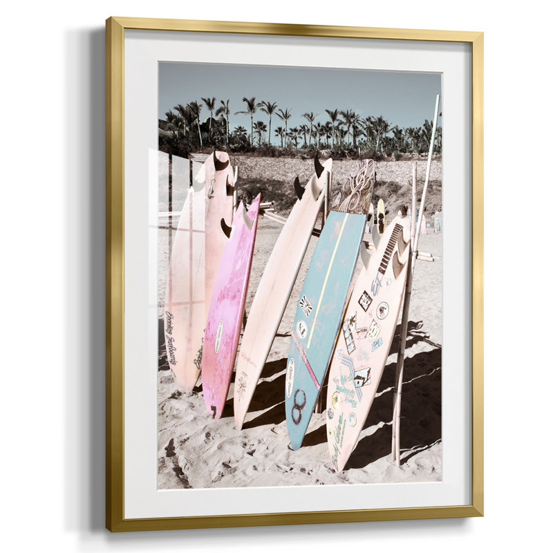 " It's Game On I ", Gold Framed Paper, White