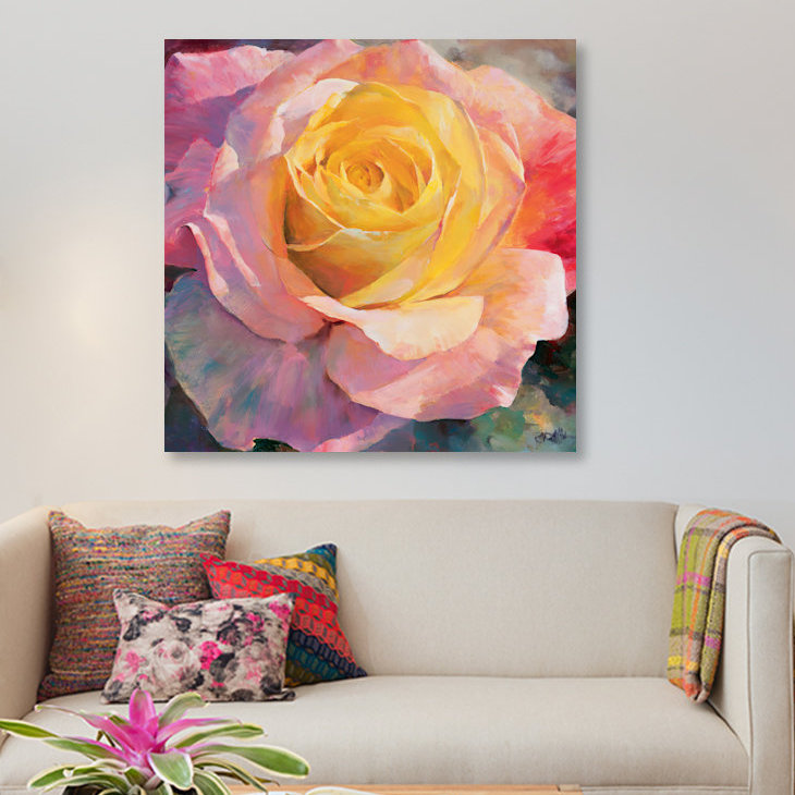 « fleur i », impression sur toile, H 12 po x l 12 po x P 0,75 po, Pas de tapis, Toile tendue