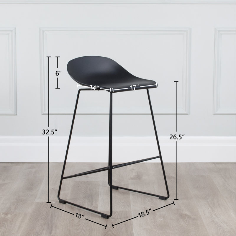 Meine Counter Stool with Steel Frame, Black