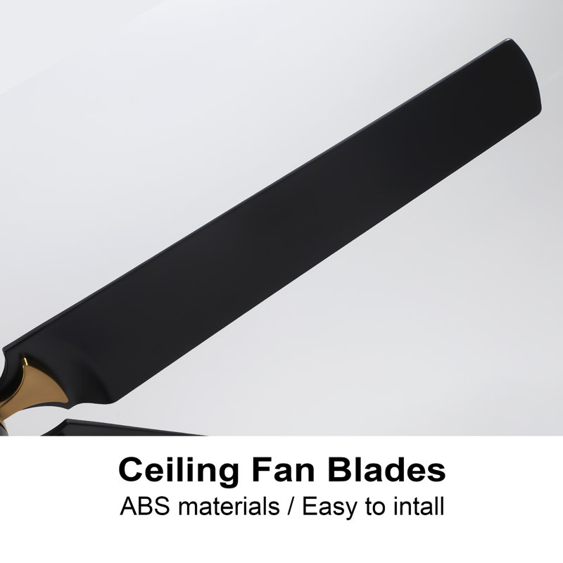 Modern 60'' Black and Gold Ceiling Fan with LED Light and Remote
