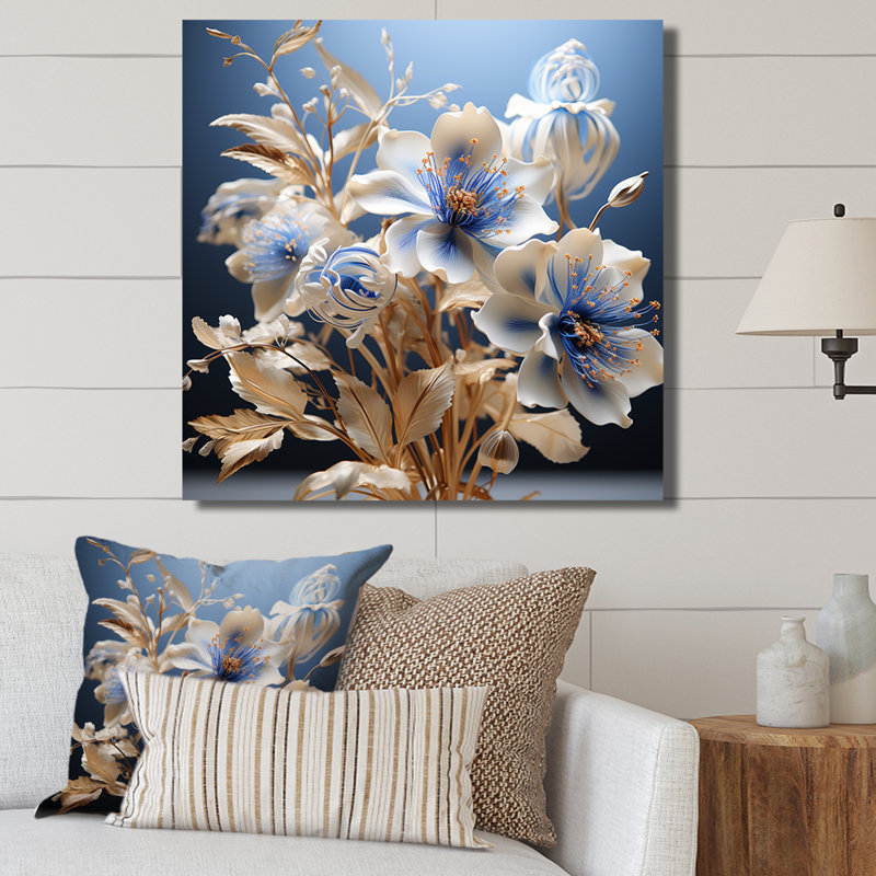 «Crystal Blue Cornflowers Harmony I» sur toile, Toile tendue, H 24 po x l 24 po x P 1 po
