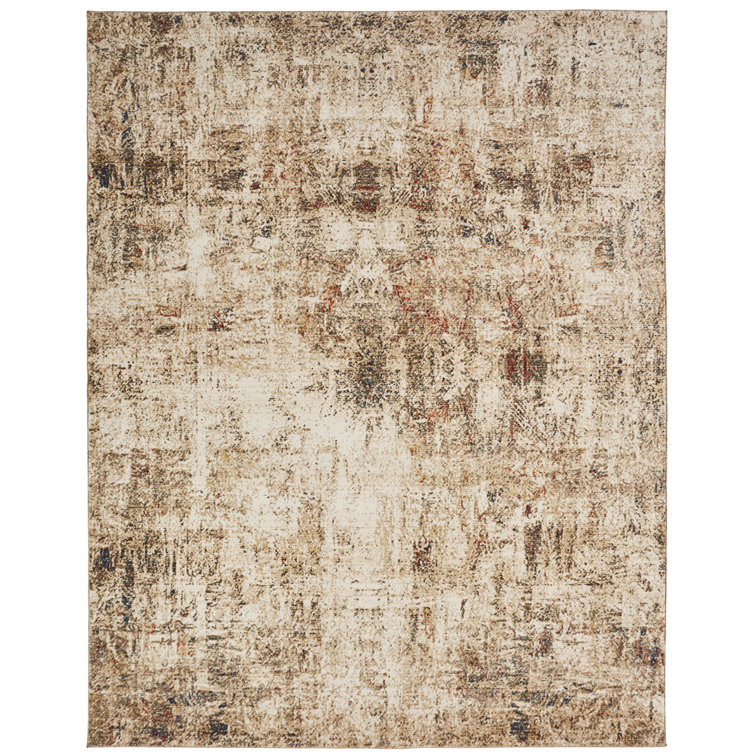 Hoddesd Abstract Area Rug in Ivory