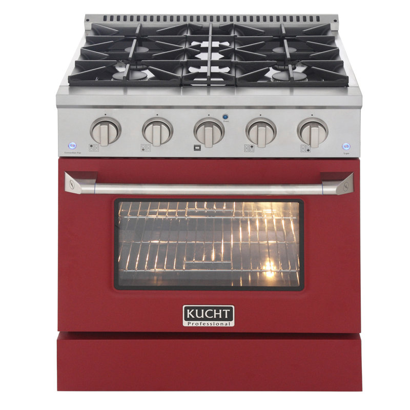 Kucht 30'' W Dual Fuel Free Standing Range, Red, Natural Gas