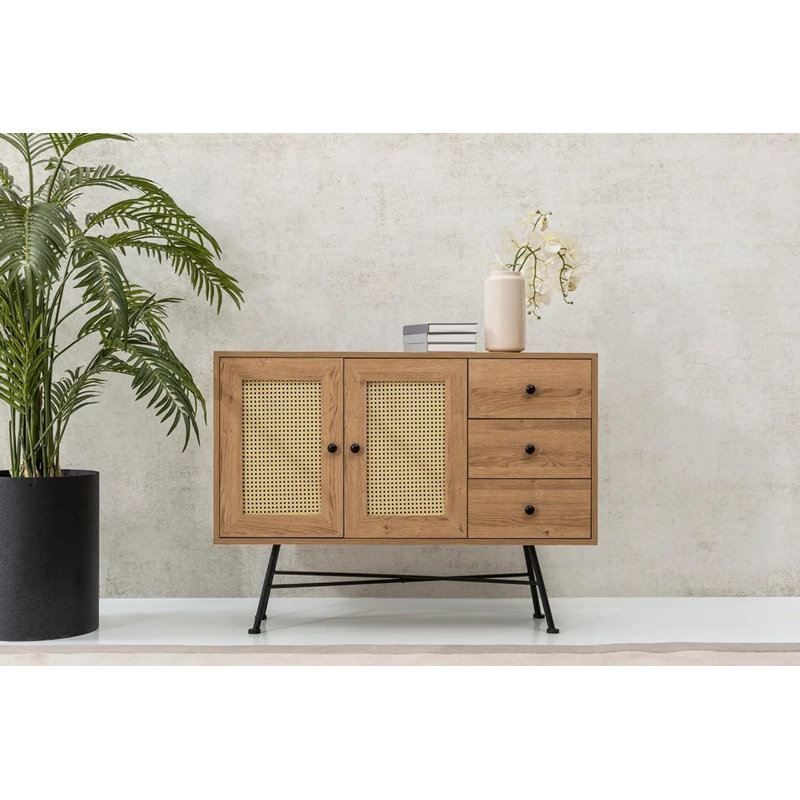 Aramantha Modern Console Table with Metal Legs, Brown, 47.2 x 35.4 x 15.7 inches | 100% Melamine Coated Chipboard, Durable Design | Scandinavian Style, Perfect for Entryway or Living Room, Supports Up to 33.1 lbs