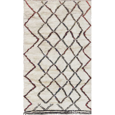 Moroccan One-of-a-Kind Rectangle 4'8" X 7'8" Area Rug in Beige/Red/Blue