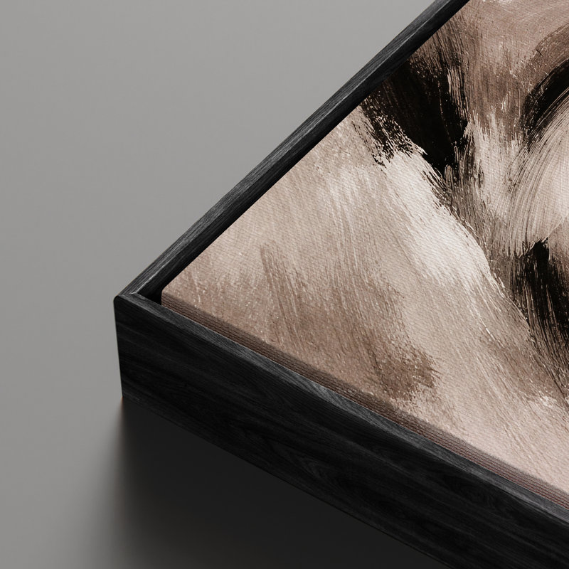 «Neutral Abstract Swirl» avec mouvement dynamique et contraste doux, impression encadrée, H 24 po x l 36 po, Noir