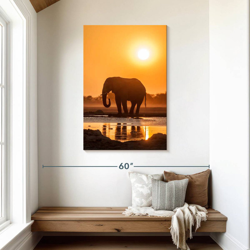 Brampt African Elephant At Sunset, 45" H x 30" W