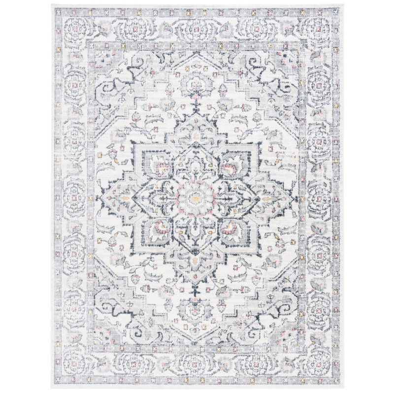 Lowrey Oriental Machine Woven Jute/Polypropylene/Latex Area Rug in Ivory Gray/Black, Rectangle 8' x 10'