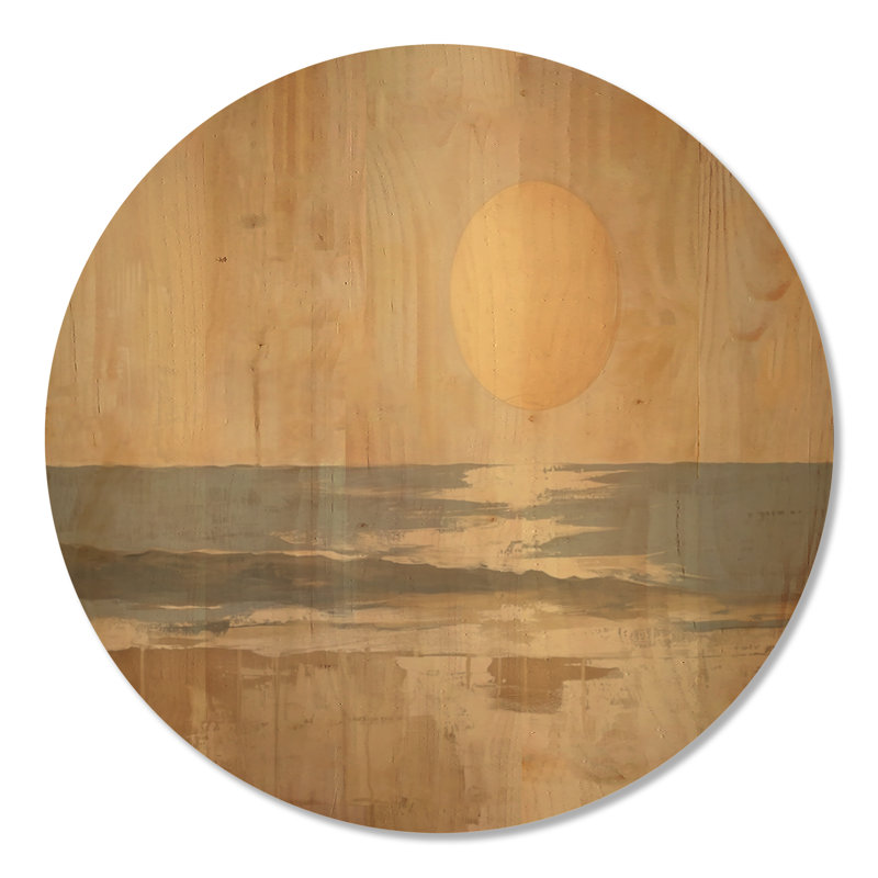 Décoration murale ronde en bois Golden Sun Horizon - Bord de mer, Rond 36 po, Rond