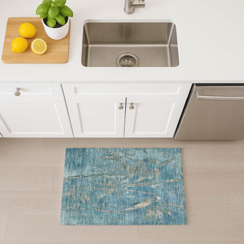 Machine Washable Indoor/Outdoor Bernadette ACN2222 Botanical Rug, Rectangle 1'8" x 2'6"