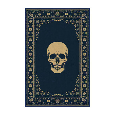 Soft Plush Fanelli Halloween Modern & Contemporary Abstract Area Rug in Gray – Navy Binding