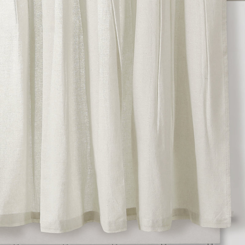 Rideau de cuisine en lin de couleur unie à boutons, L 29 po x L 36 po, Blanc cassé