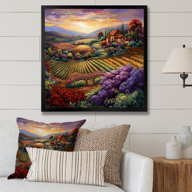 Vineyard Charm Vivid, impression sur toile, H 36 po x l 36 po x P 1,5 po, Cadre simple noir