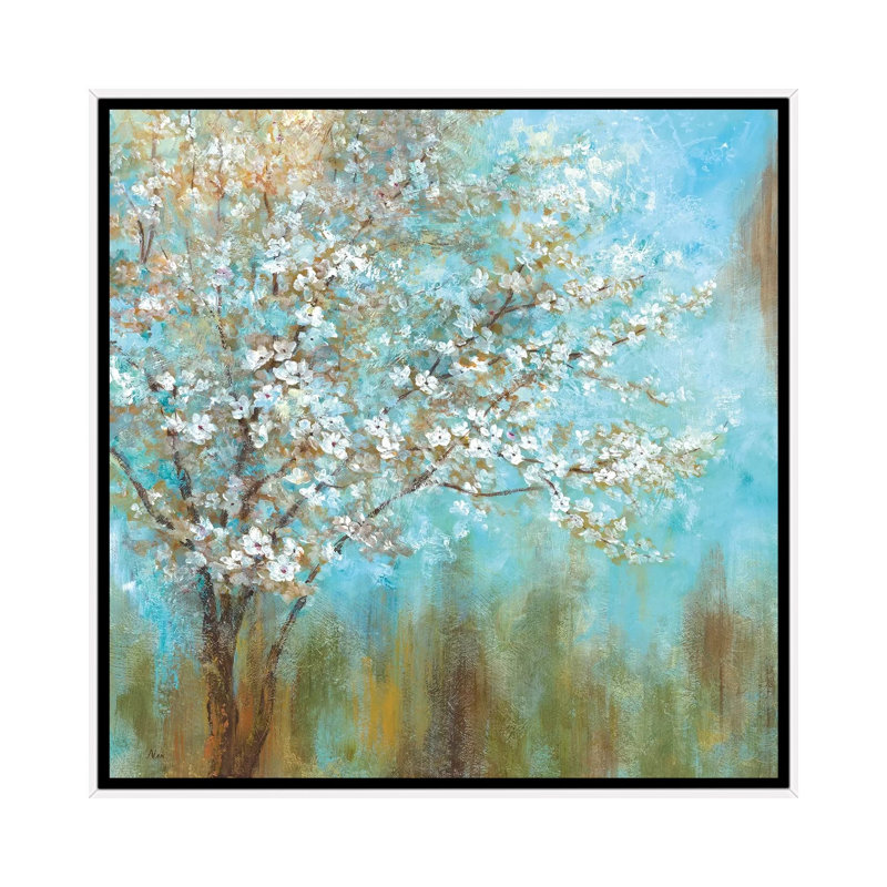 Reproduction d’art, "Cherry Blossoms" par Nan, Pas de tapis, Toile blanche encadrée, H 37 po x l 37 po x P 1,5 po