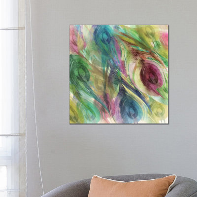 Peacock Dress Pattern 1 Piece Wrapped Canvas Wall Art