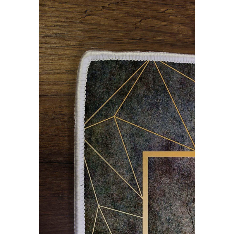 Tapis tissé élégant (4 x 6 pieds), 100% polyester, d'une hauteur de poils de 0,3 po | Pois antibactérien antidérapant en PVC | Lavable à la machine, impression numérique en 3D | Parfait pour le salon, la chambre à coucher et le bureau
