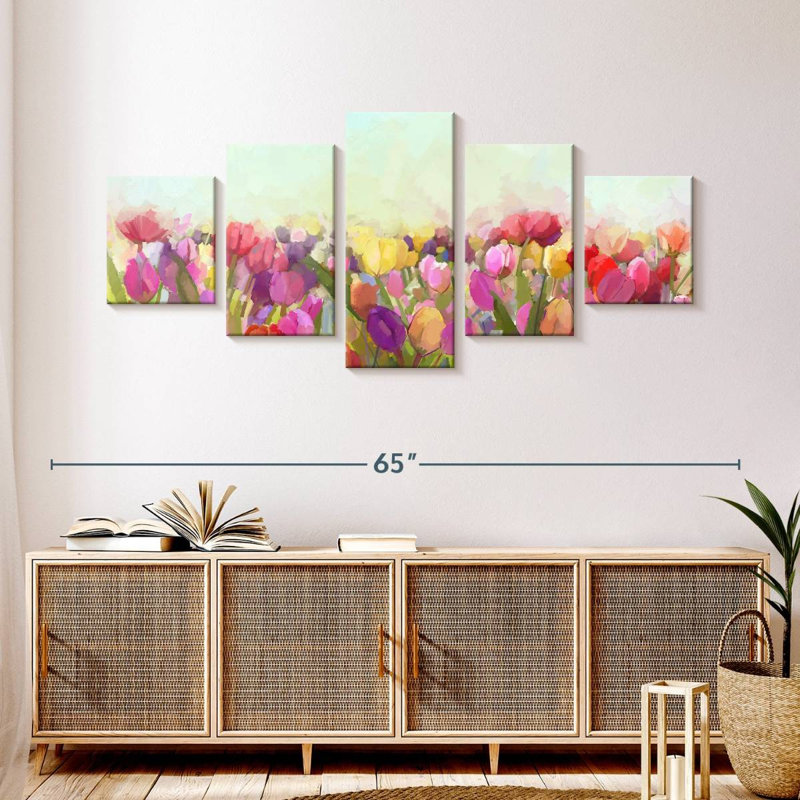 Abstract Meadow Tulips, 24" H x 55" W