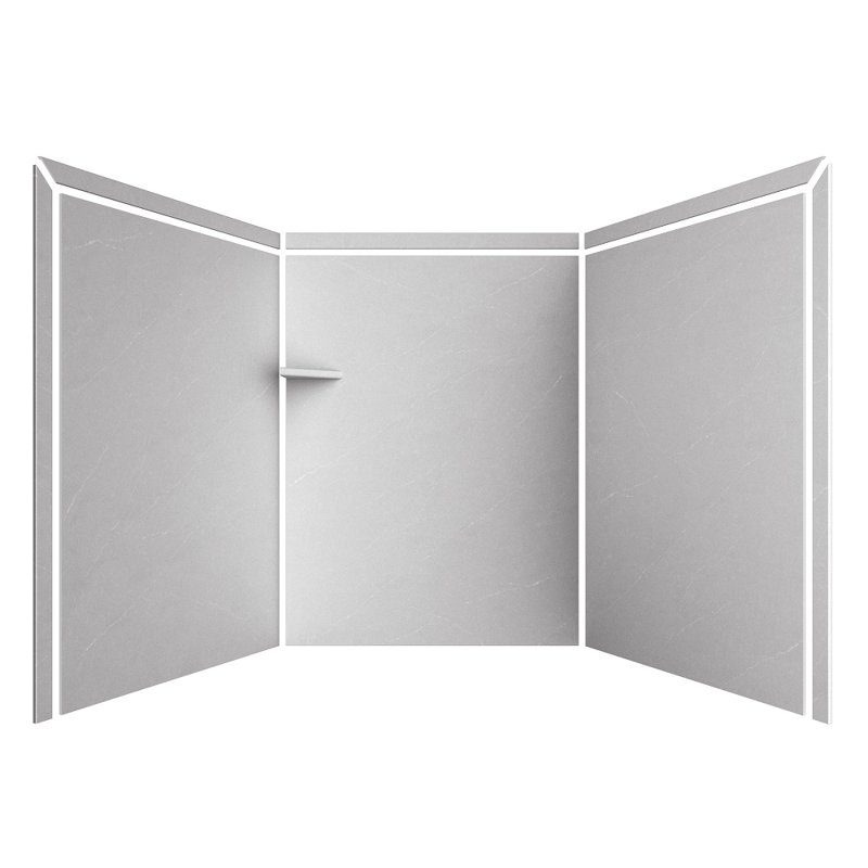 FlexStone Adaptable 60"W x 60"D x 80"H Alcove Shower Surround in Sea Salt, Sea Salt