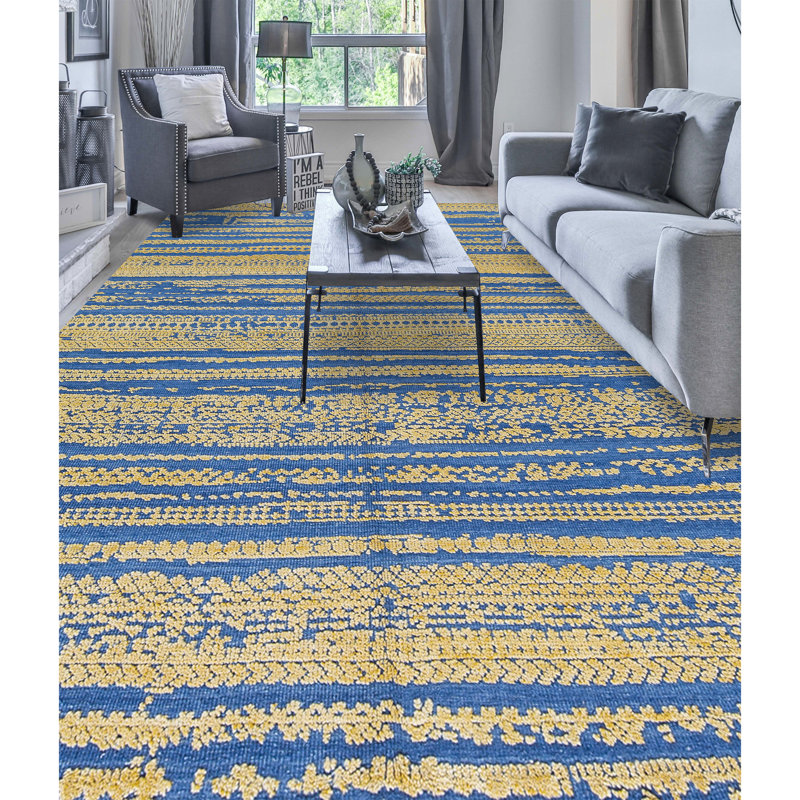 Moroccan Wool Striped Area Rug, Rectangle 9' x 12'