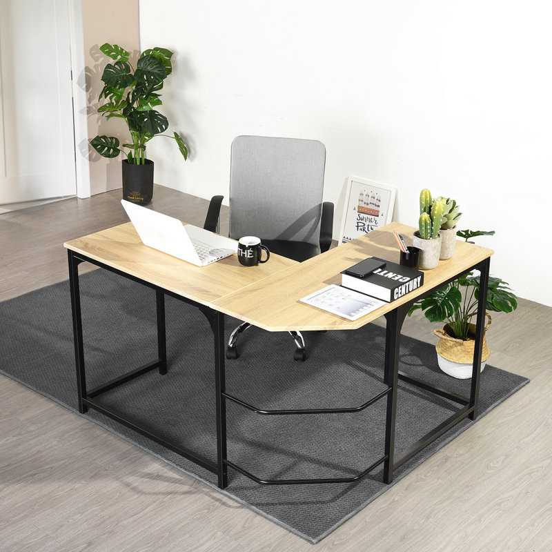 Charo L-Shaped Metal Base Writing Desk