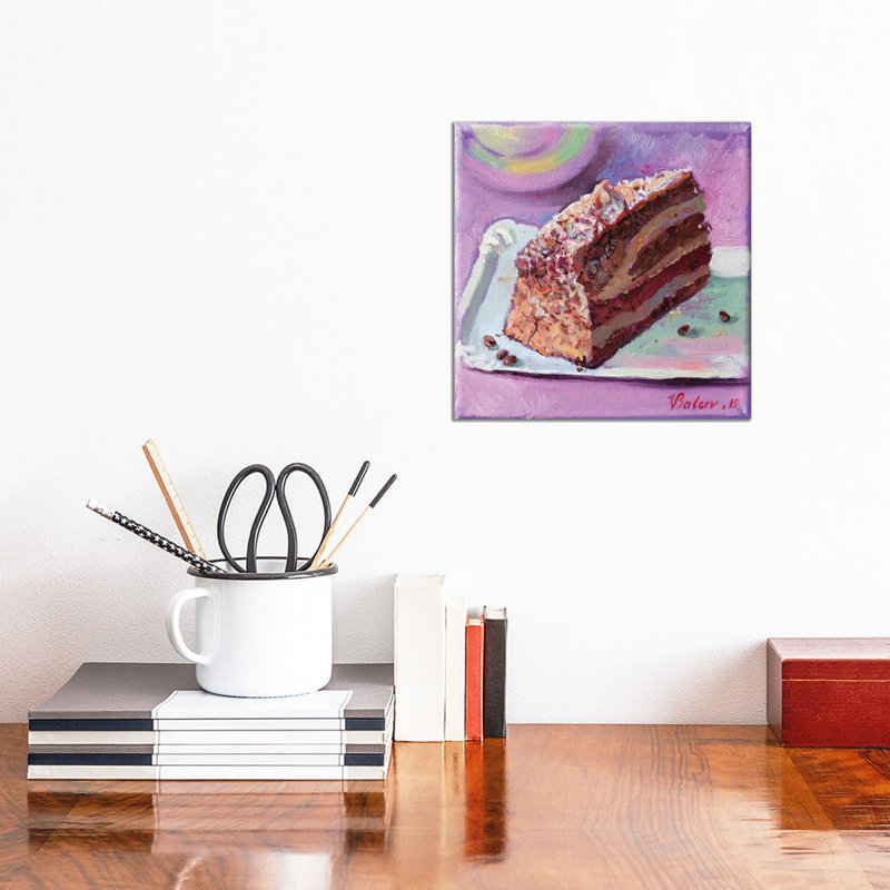 Chocolate Cake by Katharina Valeeva - Wrapped Canvas Painting, 30.48 cm H x 30.48 cm W