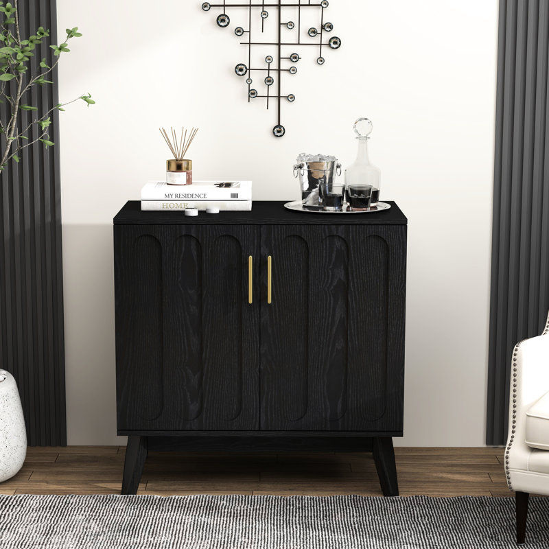 Armoire de style rétro avec cannelures, tablettes réglables et construction solide - Armoire spacieuse élégance avec pieds en bois