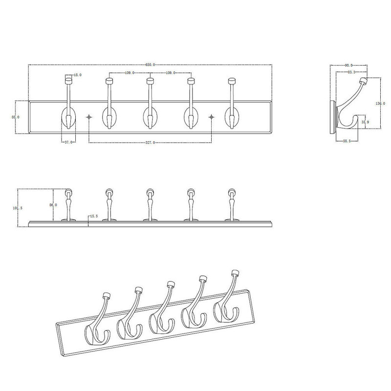 Transitional Wall Mounted Coat Rack