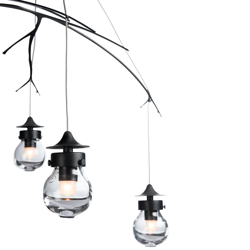 Luminaire suspendu en verre Kiwi, H 48 po, Noir