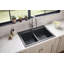 Évier de cuisine encastré à double cuve en granite composite à quartz 33 po x 22 po Ruvati - noir minuit --110327884-48744197