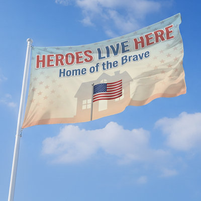 Drapeau extérieur Heroes Live Here (4 x 6 pi) par - Polyester durable et résistant à la décoloration, bords nets et œillets en laiton - Drapeau de guerre et de soutien imprimé HD - Fabriqué aux États-Unis
