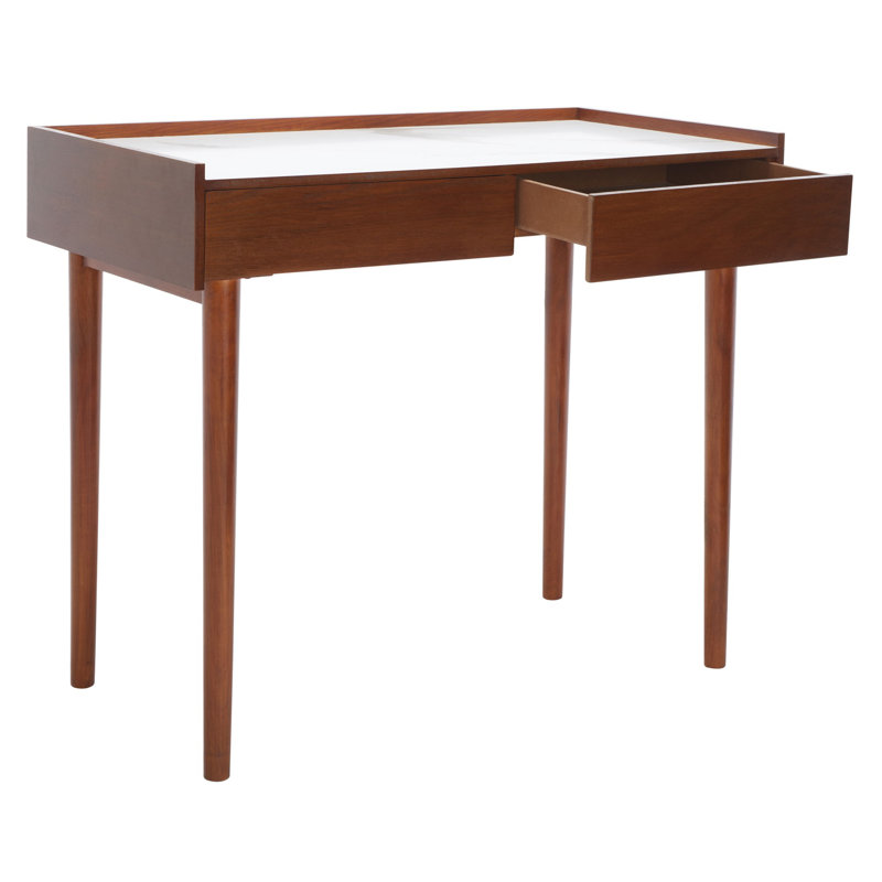 Attis Writing Desk, Brown, White Marble