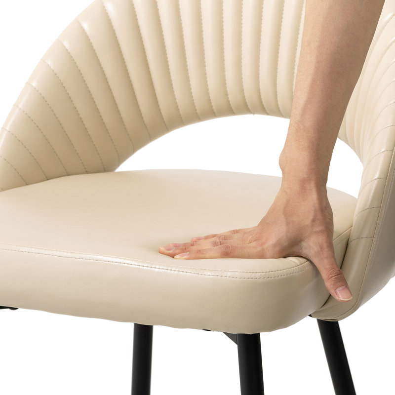 Tabouret de bar rembourré matelassé Ejvind, Crème, Bar Stool(30" Seat Height)