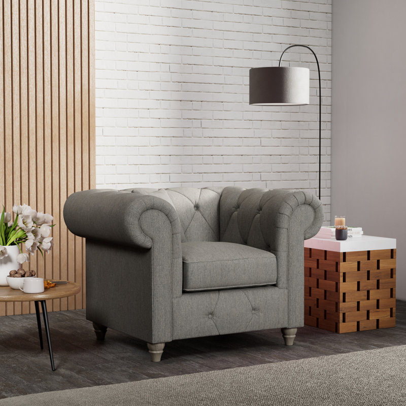 Ellrich Upholstered Armchair, Washed Oak, Granite