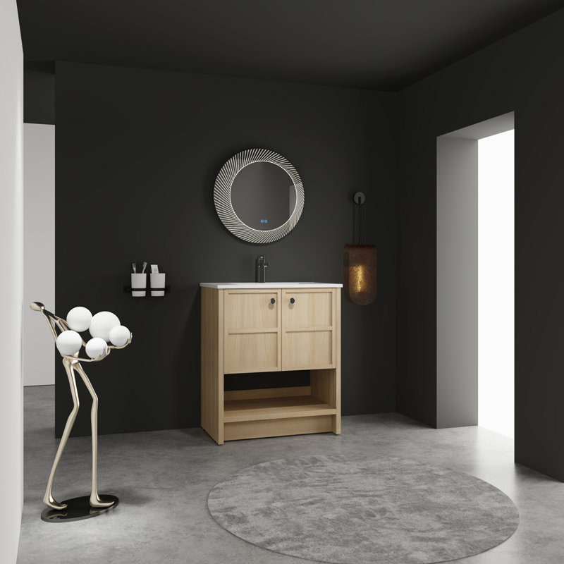 Meuble-lavabo autoportant avec lavabo en céramique