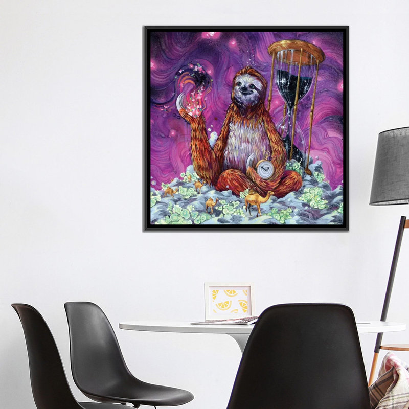 Time Master Sloth, impression sur toile tendue, H 37 po x l 37 po x P 1,5 po, Toile tendue, Pas de tapis