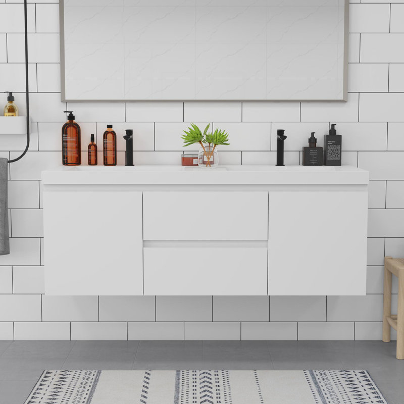 Meuble-lavabo de salle de bain avec tiroirs rembourrés