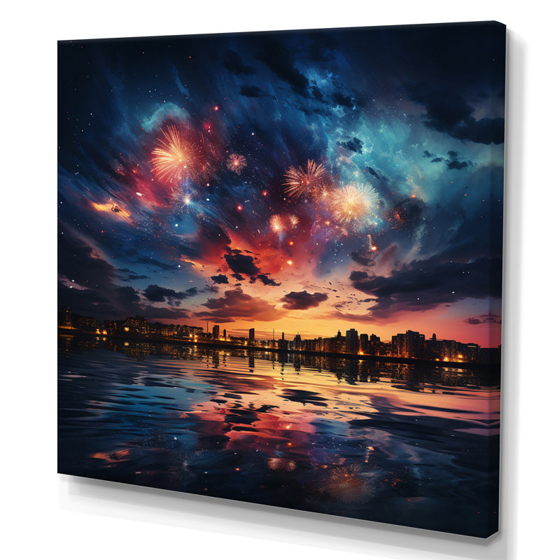 " Final Fireworks Burst ", Wrapped Canvas, 16" H x 16" W x 1" D