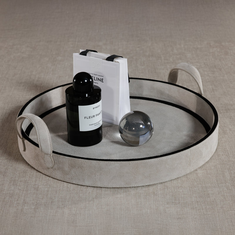 Plateau de service rond en cuir Arden