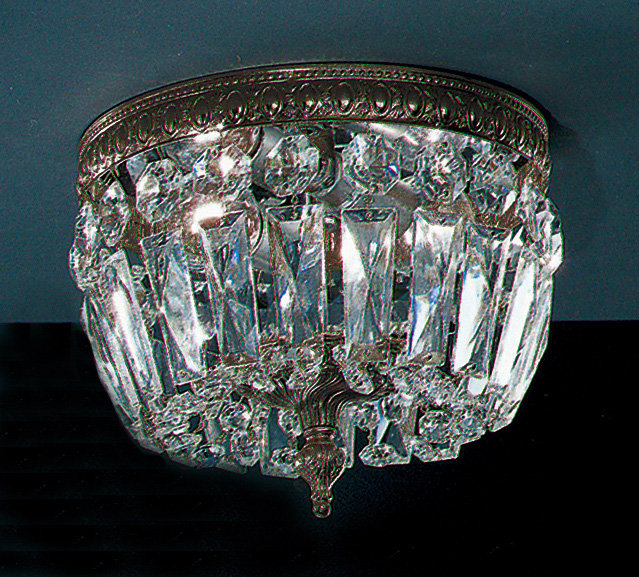 Plafonnier semi-encastré cristal Baskets, Crystalique-Plus, Bronze romain, H 7 po x l 10 po x P 10 po