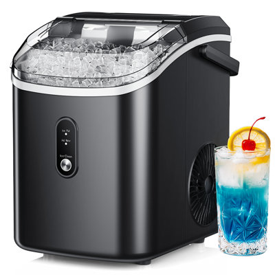 Simzlife 34 Lb. Daily Production Nugget Clear Ice Portable Ice Maker, Black