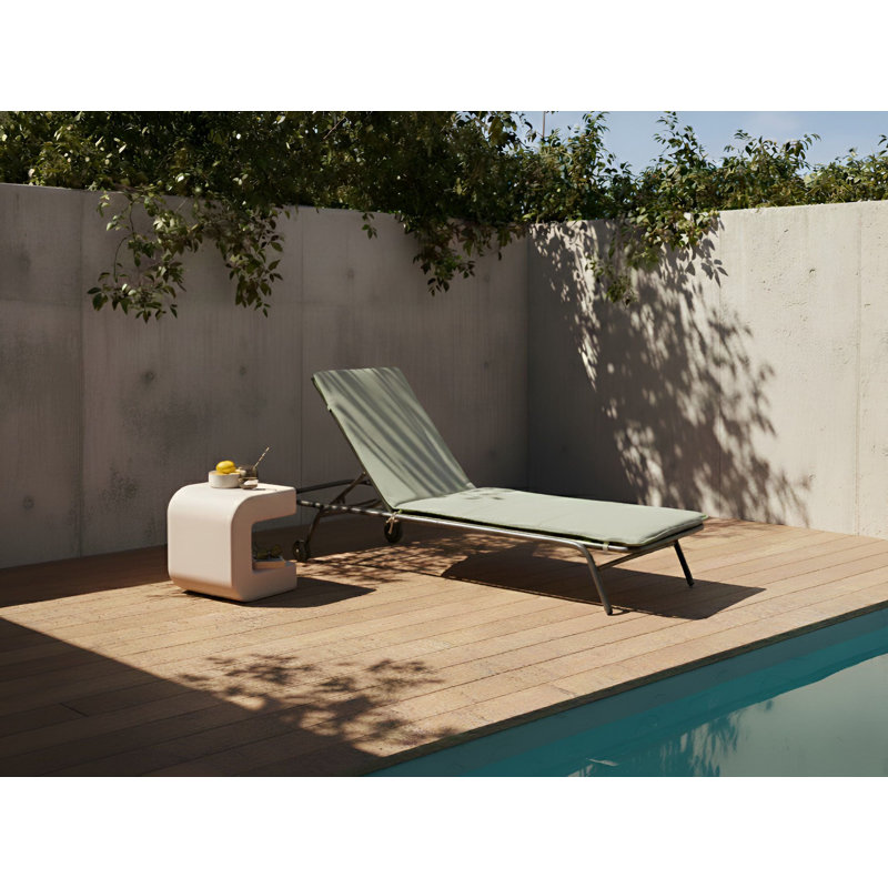 168cm Long Single Chaise with Cushions, Green