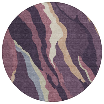 Petala Plum Washable Indoor-Outdoor Rug - 