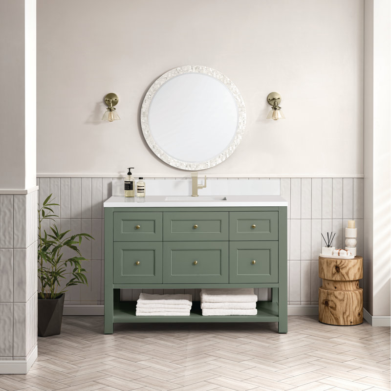 Breckenridge 48'' W Single Vanity, Smokey Celadon, Single-Hole, White Zeus