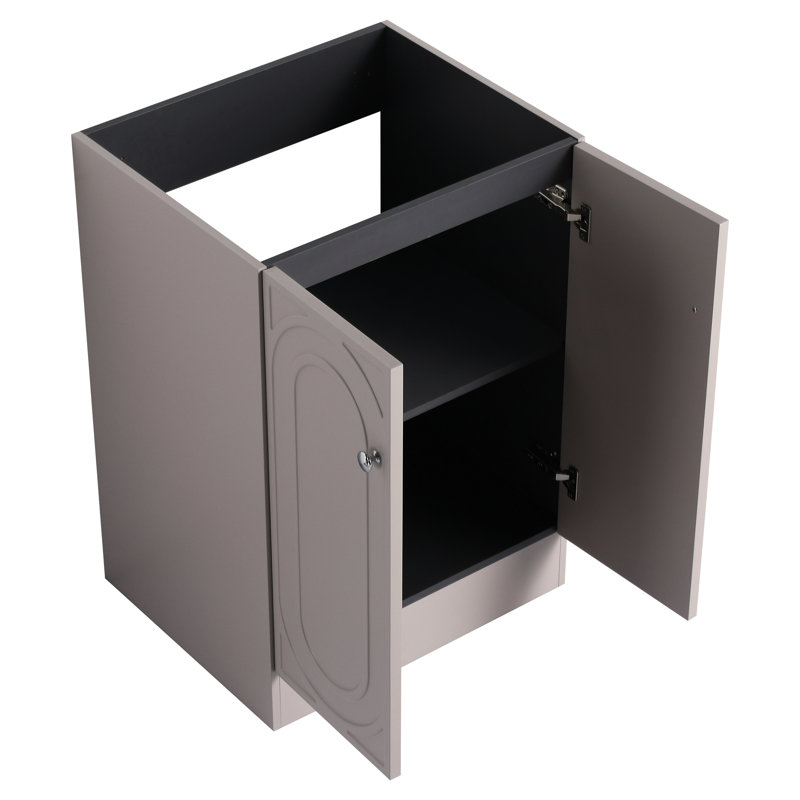 Meuble-lavabo autoportant de 61 cm (24 po) - Armoire moderne en contreplaqué kaki avec fermeture amortie