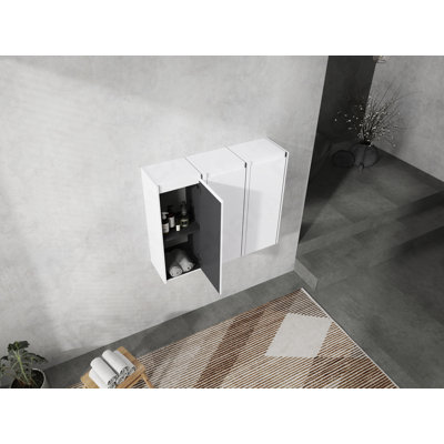 Armoire latérale de salle de bain 12 po, 3 portes à fermeture douce, fixation flottante, 12 * 3