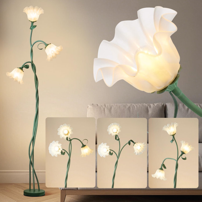 Vintage LED Floor Lamp With Adjustable Gooseneck, 3 Color Modes, Flexible Design For Living Room, Bedroom, Office Decor