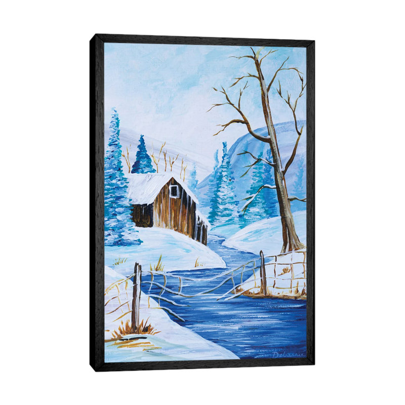 Cabin By The River by Debasree Dey - Gallery-Wrapped Canvas Giclée on Canvas, 101.6 cm H x 66.04 cm W, Black Floater Frame